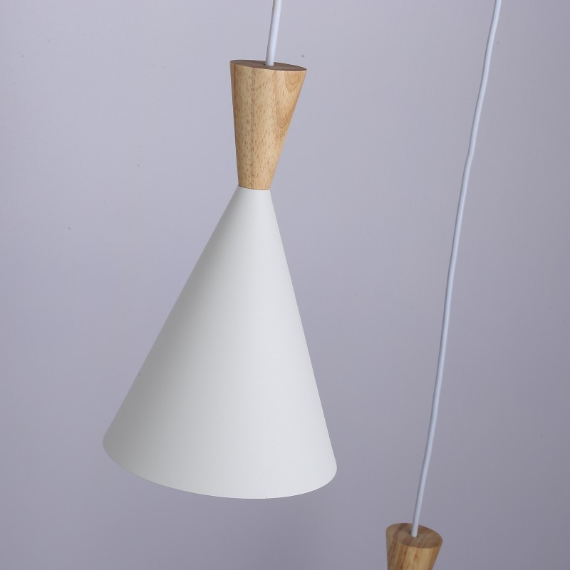 Höhenvertsellbare Pendelleuchte „Lima“ aus Metall und Holz - 3 x E27 Hängelampe Deckenbaldachin