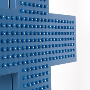 LED-Kreuz Tierarztpraxis blau einfarbig 50x50cm Doppelseitig Outdoor led apothekenkreuz, led blau