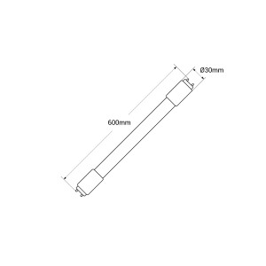 LED-Röhre 60cm T8 mit Mikrowellen-Bewegungsmelder - 9W - 100 lm/W - 6000K - Abmessungen