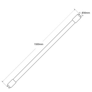 LED-Röhre 150cm T8 mit Mikrowellen-Bewegungsmelder - 22W- 100 lm/W - 6000K - Bewegungssensor, G13 - Abmessungen