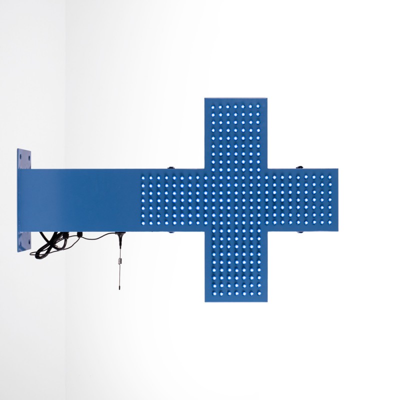 LED-Kreuz Tierarztpraxis blau einfarbig 50x50cm Doppelseitig Outdoor, led kreuz