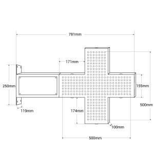 LED-Kreuz Tierarztpraxis blau einfarbig 50x50cm Doppelseitig Outdoor abmessungen