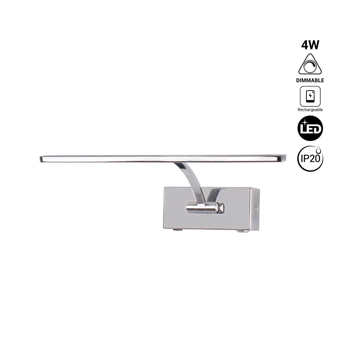 LED-Wandleuchte mit Akku - Dimmbar - 4W - 34 cm