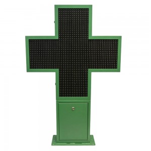 Grünes LED-Apothekenkreuz P16 - doppelseitig - einstellbar- Außeneinsatz
