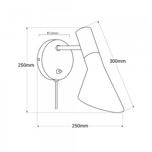 Wandleuchte „Marlene“ mit Kabel und Stecker - Abmessungen