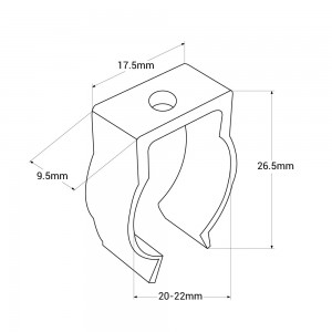 Acryl-Klemme für LED Neon-Schlauch 360º - Ø 20 mm - N20D - Abmessungen