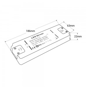 Slim Netzteil 12V - 60W - IP20 - Abmessungen