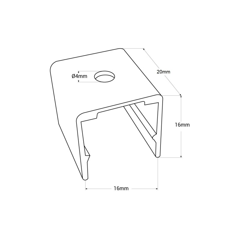 Alu-Befestigungsklammer für flex. Silikonhülle 16x16 mm (Artikel