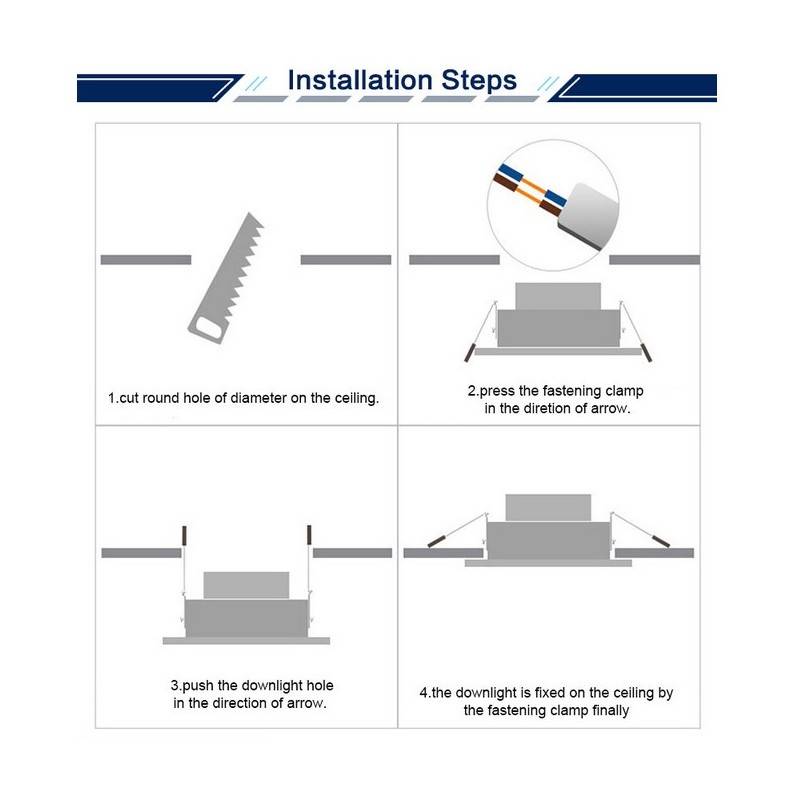 LED-Einbaudownlight CCT Schalter - Downlight Einbaumontage Montage Anleitung