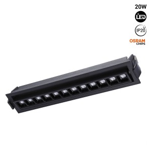 20W LED-Einbauleuchte - schwenkbar - UGR18 - CRI90 - OSRAM LEDs - 2800K - schwarz