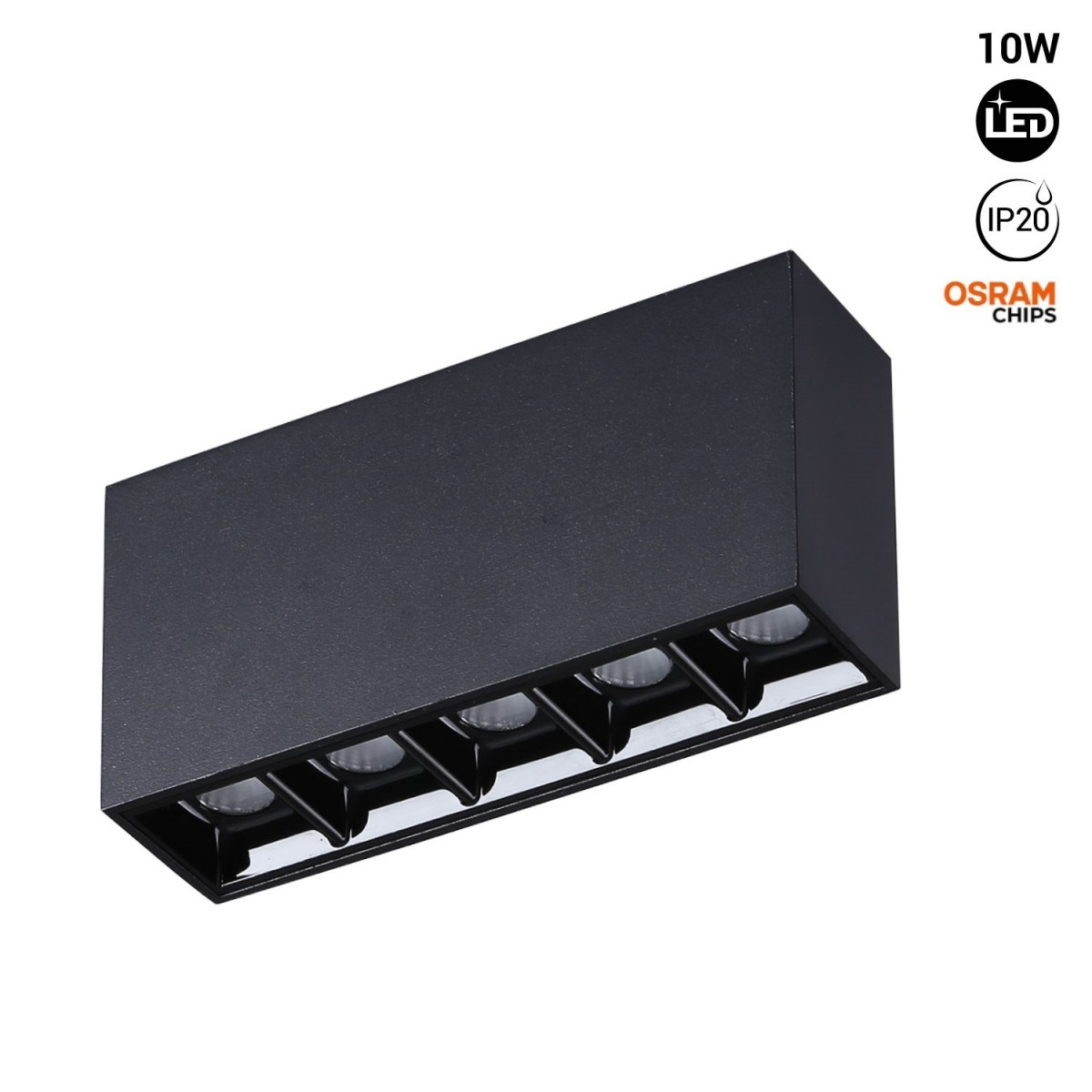 LED-Leuchte schwarz - 10W - UGR18 - CRI90 - OSRAM LEDs