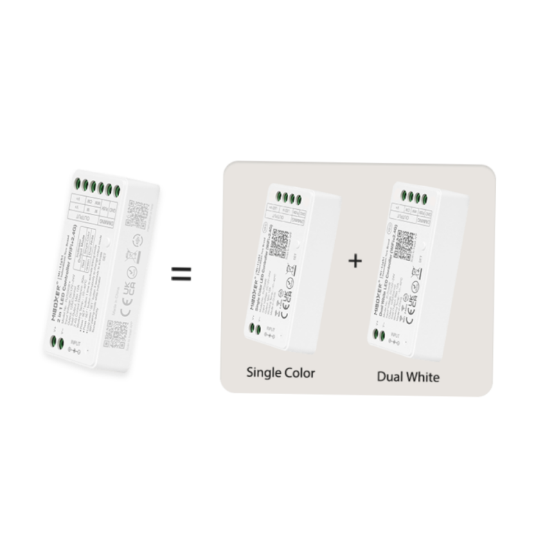 2 in 1 Controller für LED-Streifen - Einfarbig - Dual White - 12/24V DC - 2,4G - WLAN - MiBoxer - kompatibel Alexa 2 in 1 Controller für LED-Streifen - Einfarbig - Dual White - 12/24V DC - 2,4G - WLAN - MiBoxer - kompatibel Alexa