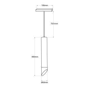 LED-Pendelleuchte für Magnetschiene - 48V - 7W - UGR niedrig - CRI95 - Abmessungen