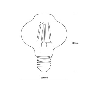 LED-Lampe E27 G85 - 4W - Vintage Gold - 2200K - Abmessungen