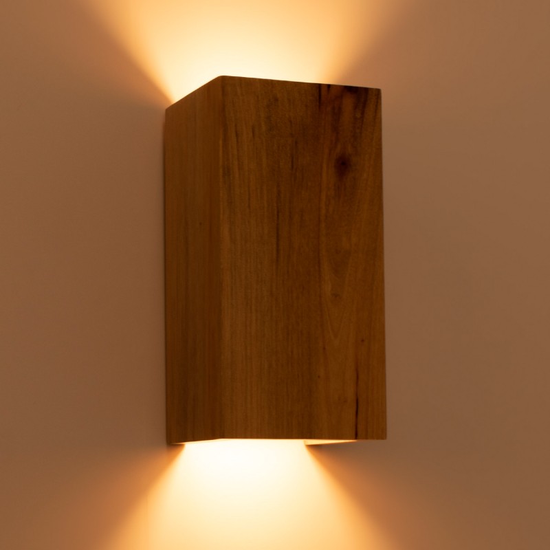 Wandleuchte „Durga“ aus Holz mit doppeltem Lichtaustritt - 2 x GU10 - Innen - Warmes Licht für Interieur Wandleuchte „Durga“ aus Holz mit doppeltem Lichtaustritt - 2 x GU10 - Innen - Warmes Licht für Interieur