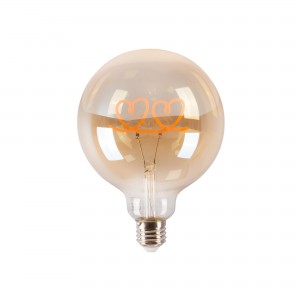 Dekorative Filament-Lampe „Hearts“ E27 G125 - 4W - 2200K - Bernstein - Glühfadenlampe - Herzenlampe