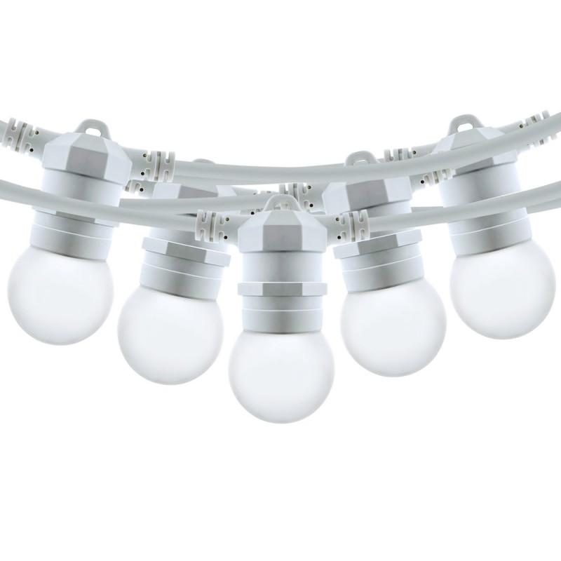Lichterkette für den Außenbereich 10 Meter + 10 LED-Lampen E27 1W - IP44 - Warmweiß