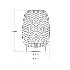 Tischleuchte „Ruka“ aus Korb und Holz - E27 - Abmessungen Korblampe