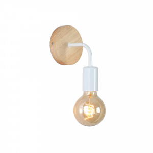 Wandleuchte „Morgan” aus Holz und Metall - E27 - Weiße Vintage Lampe