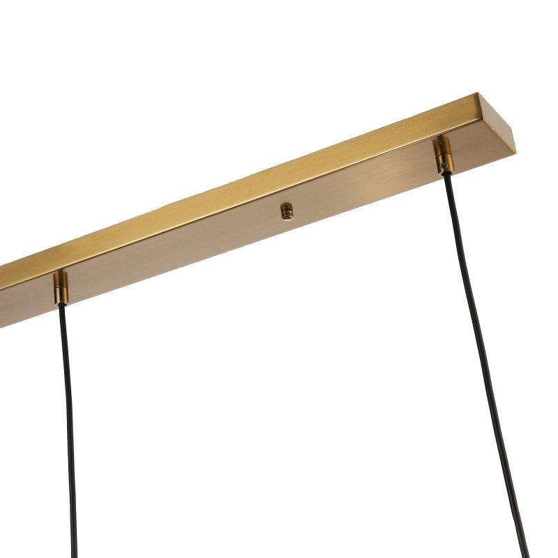 Dreifache Pendelleuchte „Merce“ aus Glas - 3 x E27 - Hängelampe - Baldachin Gold Schwarz Dreifache Pendelleuchte „Merce“ aus Glas - 3 x E27 - Hängelampe - Baldachin Gold Schwarz