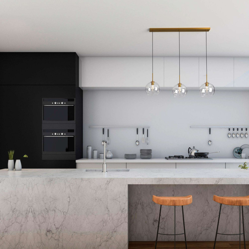 Dreifache Pendelleuchte „Merce“ aus Glas - 3 x E27 - Hängelampe - Glaskugel Dreifache Pendelleuchte „Merce“ aus Glas - 3 x E27 - Hängelampe - Glaskugel