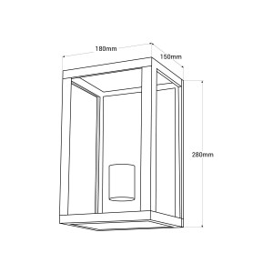 Außenwandleuchte „Glass House“ aus Aluminium - IP44 - E27 - Abmessungen