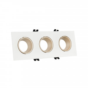 Schwenkbares Dreifach-Downlight GU10 / MR16 - Niedrig UGR - Einbaugröße 75 x 235 mm Champagne