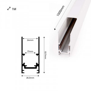 Magnetschiene 48V + Montage-Set - 1 Meter - Abmessungen