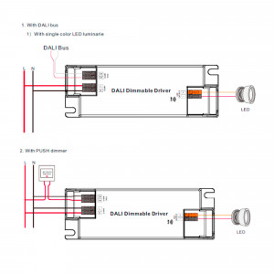 Dimmbarer DALI-Treiber DT6 einfarbig 220-240V - Ausgang 3-42V DC - 10W (100-500 mA) - DALI 2 Kommunikation