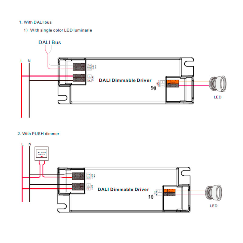 Dimmbarer DALI-Treiber DT6 einfarbig 220-240V - Ausgang 3-42V DC - 10W (100-500 mA) - DALI 2 Kommunikation Dimmbarer DALI-Treiber DT6 einfarbig 220-240V - Ausgang 3-42V DC - 10W (100-500 mA) - DALI 2 Kommunikation