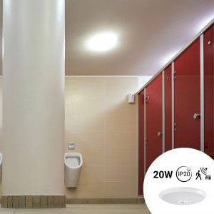 LED-Deckenleuchte mit PIR-Bewegungsmelder - 20W - Ø 30 cm - IP20 - Toiletten Beleuchtung