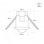 360° Mini PIR-Bewegungsmelder für den Einbau - IP20 - Dämmerungssensor Lux - Abmessungen