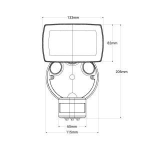 LED Wandfluter für den Außenbereich mit PIR Bewegungsmelder 15W - 4000K - IP54 - Abmessungen