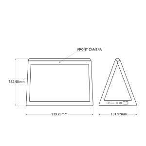 10,1'' LCD Tisch-Werbedisplay Digital Signage mit Kamera - Doppelbildschirm - Touch - Android 10 - Abmessungen