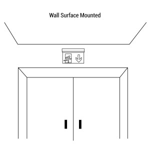 Dauerhafte Notleuchte mit „Pfeil nach unten“ Piktogramm - LED Sicherheitsbeleuchtung Wandmontage