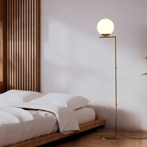 Stehlampe E27 Opalglaskugel ANNI - FLOS IC Designerlampe - Schlafzimmer Dekolampe