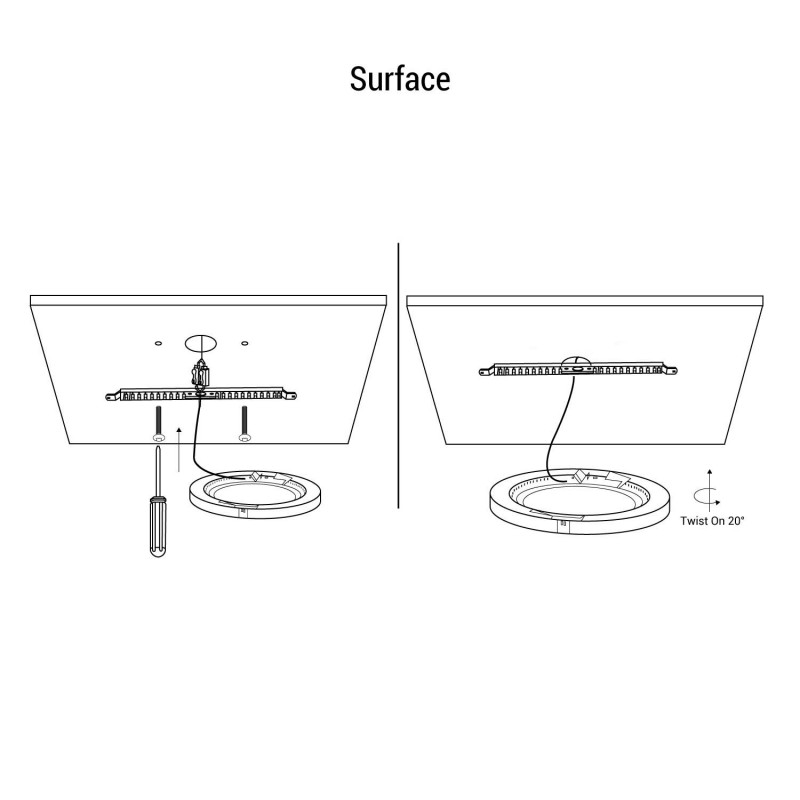 CCT 18W runde LED-Deckenleuchte - einstellbare Einbauöffnung  - Aufbaumontage Anbaumontage CCT 18W runde LED-Deckenleuchte - einstellbare Einbauöffnung  - Aufbaumontage Anbaumontage
