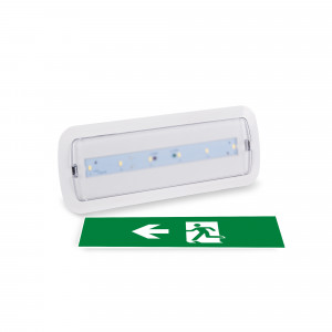 Set: Selbstklebendes Piktogramm Ausgang + Pfeil nach links + Notleuchte 3W - LED Sicherheitsbeleuchtung