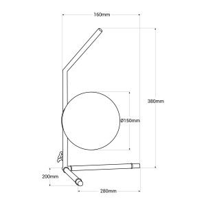 Tischleuchte „Octo“ mit Opalglaskugel - Inspiration FLOS IC - Abmessungen