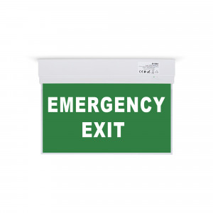 Dauerhafte Notleuchte mit EMERGENCY EXIT-Piktogramm - LED Notbeleuchtung - Acetat Schild