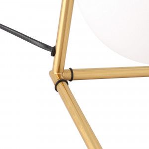 Tischleuchte „Octo“ mit Opalglaskugel - Inspiration FLOS IC - goldfarbene Struktur Standfuß