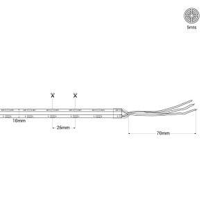 COB LED-Streifen 24V DC - CCT - 14W/m - 10mm - IP20 - 5m Rolle - alle 26mm kürzbar - Abmessungen