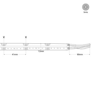 COB LED-Streifen 24V DC - RGB + CCT - 19W/m - 12mm - IP20 - 5 Meter lang - Abmessungen