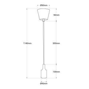 E27 Fassung mit Kabel - Pendelleuchte - Hängefassung - Abmessungen