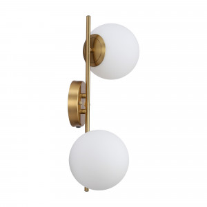 Doppelte Wandleuchte mit Opalglaskugel „Double“ - Inspiration FLOS IC - ikonische Designerlampe Wandleuchte 2xE27