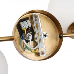 E27 Doppelte Wandleuchte mit Opalglaskugel „Double“ - Inspiration FLOS IC - Wandhalterung Baldachin Anschluss