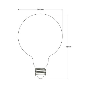 Deko LED Globo Lampe „Milky“- E27 G95 - 6W - 3000K - LED Leuchtmittel, Glühlampe, Milchglas, Abmessungen