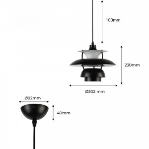 Designer Hängeleuchte „Yohan“ / Inspiration „PH5“ - Designerlampe E27 Innenbereich - Abmessungen
