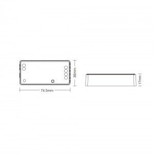 2 in 1 Controller für LED Streifen - Einfarbig / Dual White - 12/24V DC - 2,4G - MiBoxer - FUT035S+ - Abmessungen