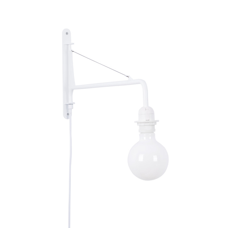 Schwenkbare Wandleuchte „Pitt“ mit Kabel und Stecker / Inspiration „Petite Potence“ - E27  Wandlampe in Weiß